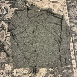 Victoria's Secret Heather Gray Long-Sleeve Henley Pajama Top